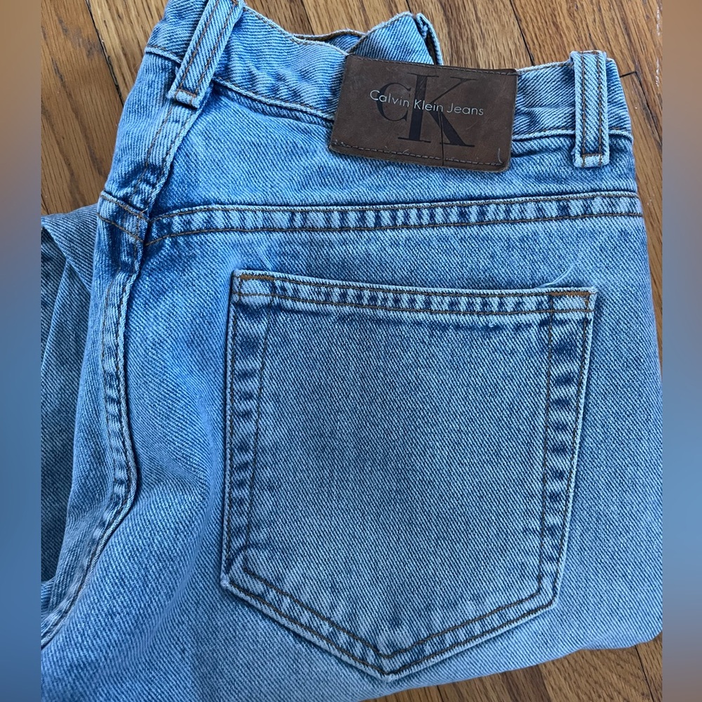 Vtg Calvin Klein Easy Fit Jean Denim Button Fly Mom Sand Blast Distressed 90s